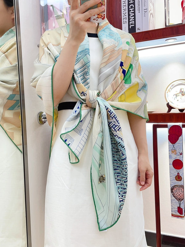 Mystere Au 24 Scarf 135 CM In Colorful Cashmere And Silk 247639