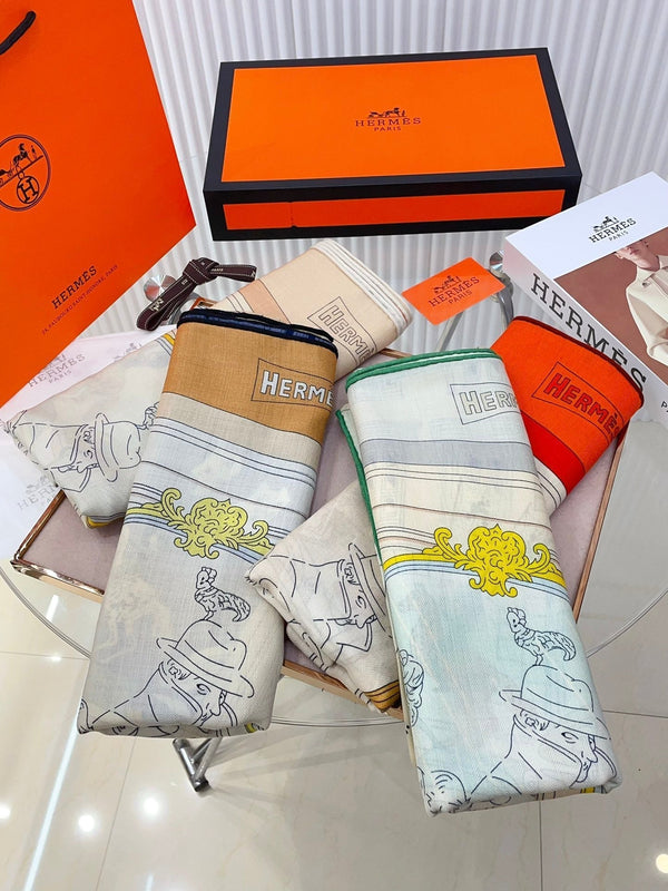 Mystere Au 24 Scarf 135 CM In Colorful Cashmere And Silk 247638