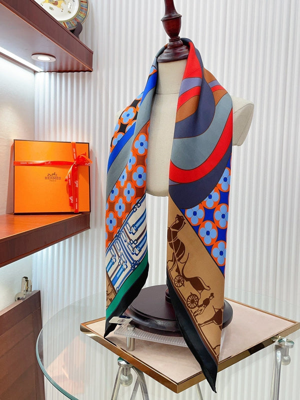 Scarf 90 CM In Colorful Silk Twill 258476