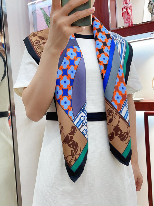 Scarf 90 CM In Colorful Silk Twill 258476