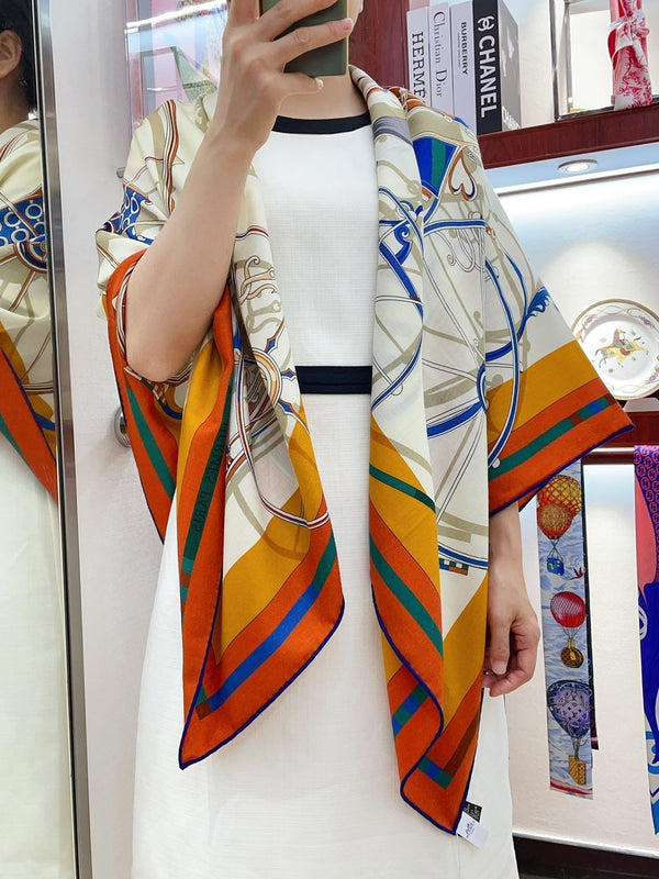 Voitures En Equilibre Scarf 140 CM In Colorful Cashmere And Silk 265385