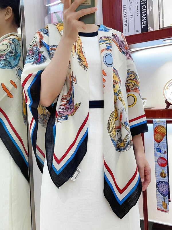 Les Anamorphoses Scarf 140 CM In White Cashmere And Silk 269265