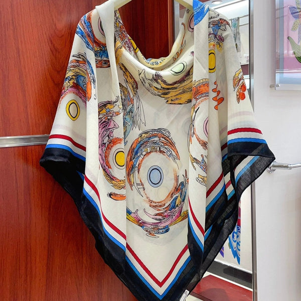 Les Anamorphoses Scarf 140 CM In White Cashmere And Silk 269265