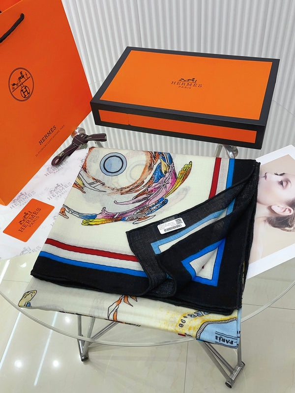 Les Anamorphoses Scarf 140 CM In White Cashmere And Silk 269265