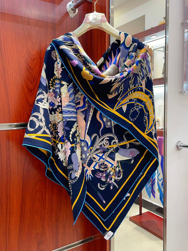 Le Sacre Des Saisons Scarf 140 CM In Colorful Cashmere And Silk 300432