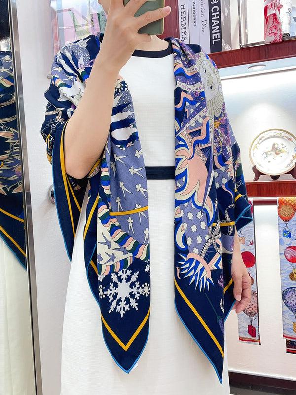 Le Sacre Des Saisons Scarf 140 CM In Colorful Cashmere And Silk 300432