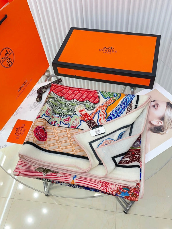 Gavroche Super Silk Quest Détail Scarf 140 CM In Colorful Cashmere 300440