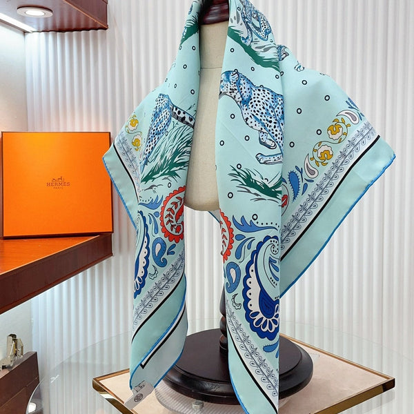 Guepards Bandana Double Face Scarf 90 CM In Colorful Silk 301848