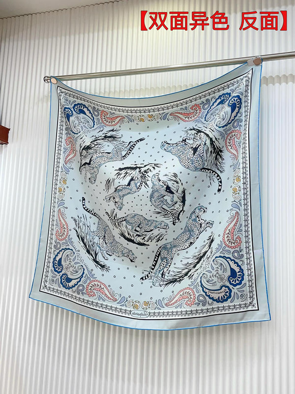 Guepards Bandana Double Face Scarf 90 CM In Colorful Silk 301848