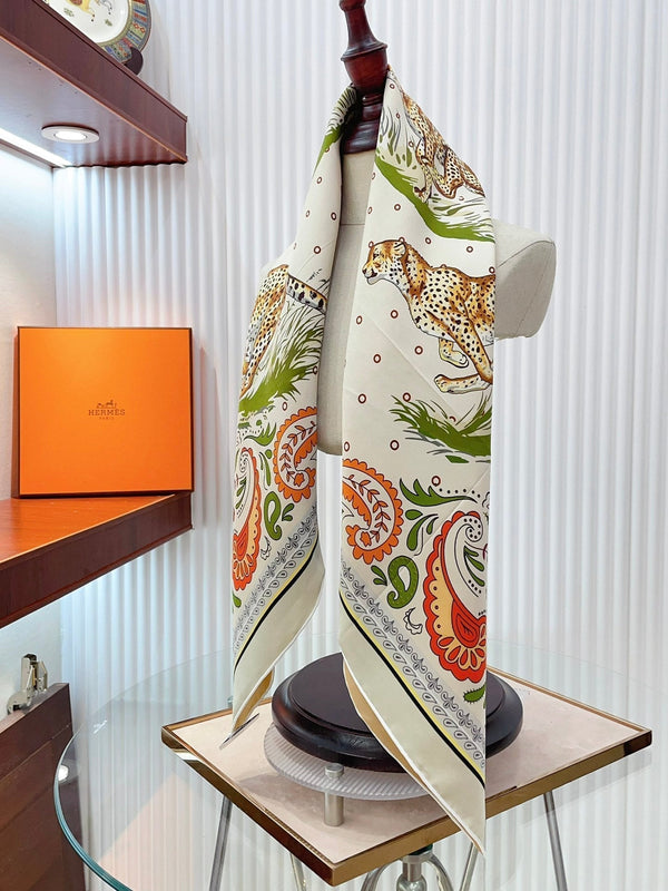 Guepards Bandana Double Face Scarf 90 CM In Colorful Silk 301849