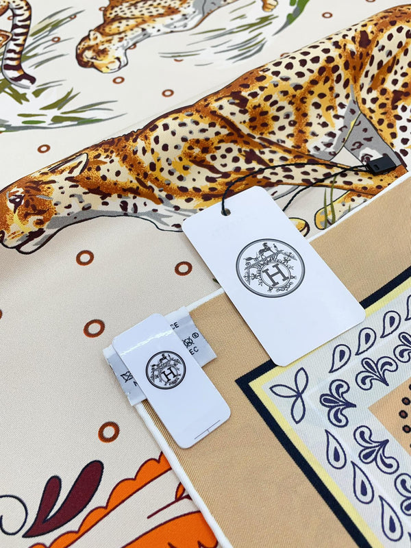 Guepards Bandana Double Face Scarf 90 CM In Colorful Silk 301849