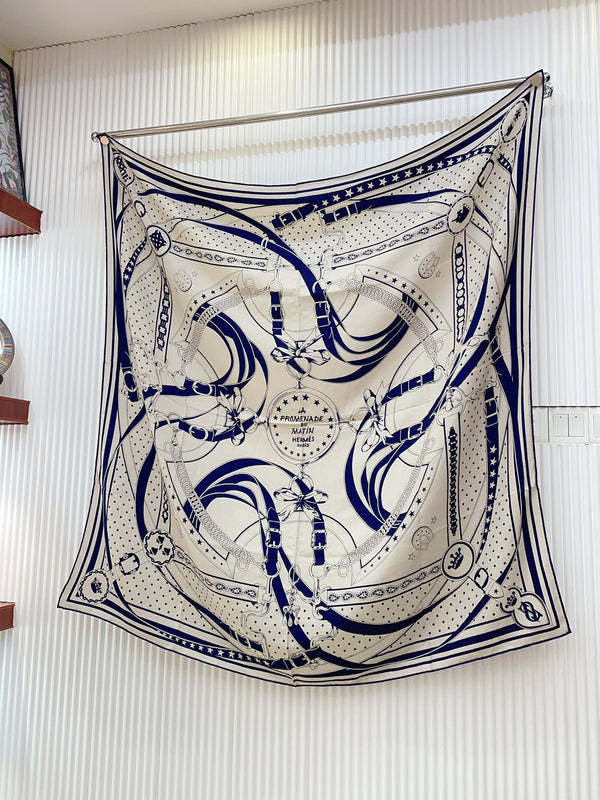 La Promenade Du Matin Bandana Shawl 140 CM In Colorful Cashmere And Silk 303143