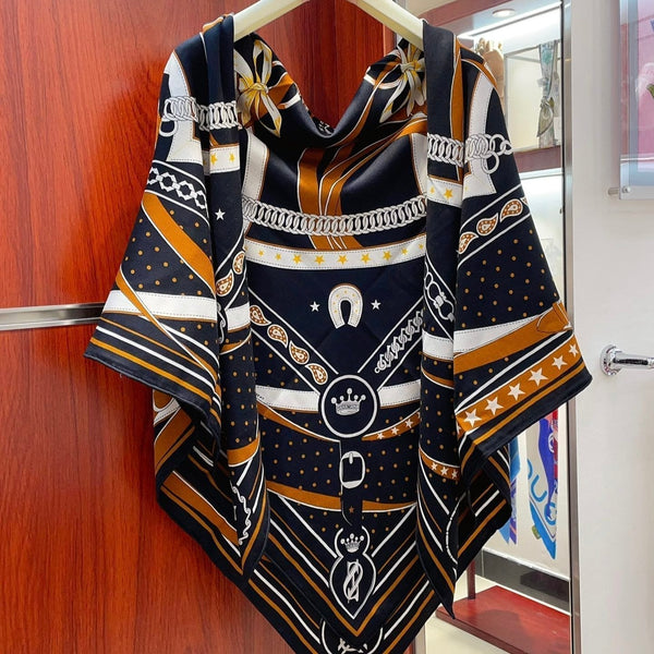 La Promenade Du Matin Bandana Shawl 140 CM In Colorful Cashmere And Silk 303144