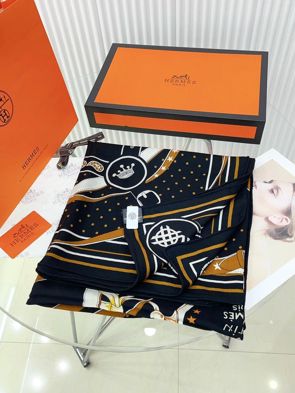 La Promenade Du Matin Bandana Shawl 140 CM In Colorful Cashmere And Silk 303144