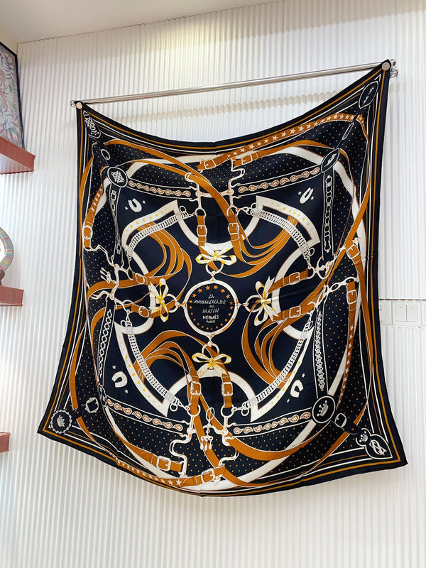 La Promenade Du Matin Bandana Shawl 140 CM In Colorful Cashmere And Silk 303144