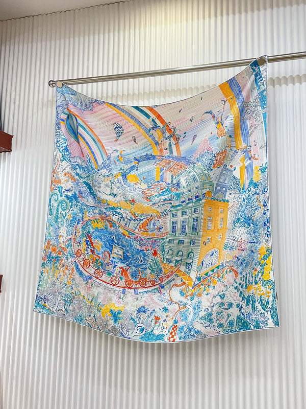 Les Folies Du Faubourg Scarf 90 CM In Colorful Silk Twill 304375