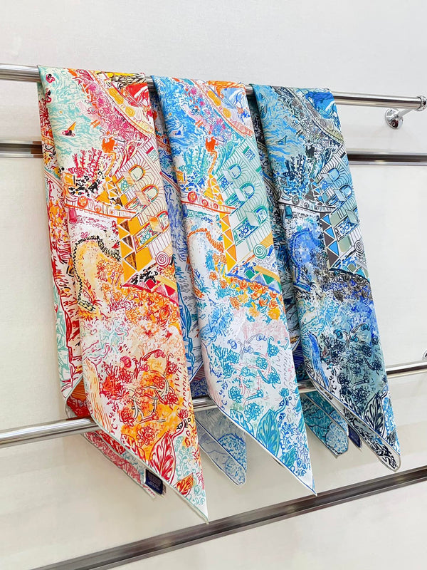 Les Folies Du Faubourg Scarf 90 CM In Colorful Silk Twill 304375