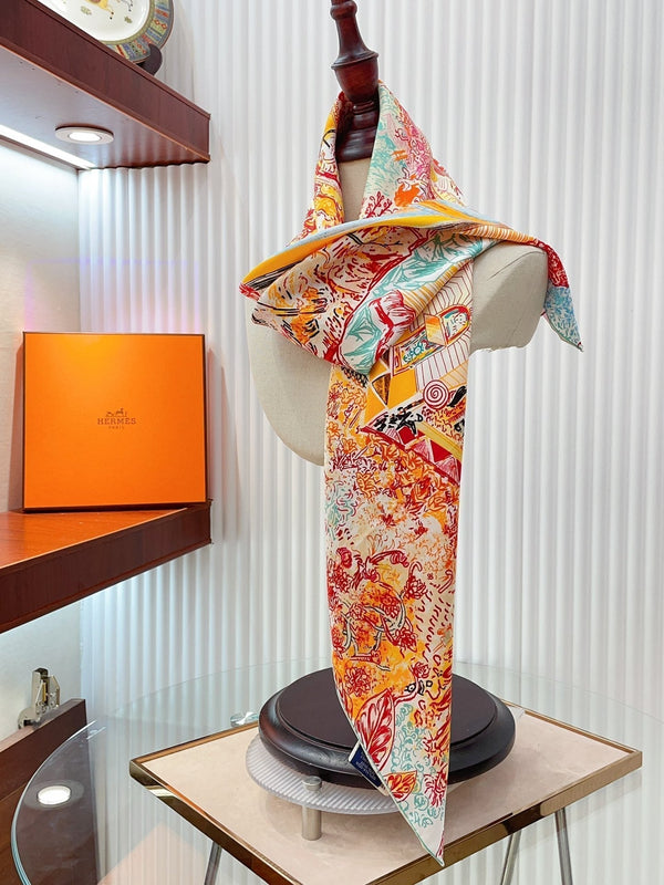 Les Folies Du Faubourg Scarf 90 CM In Colorful Silk Twill 304376