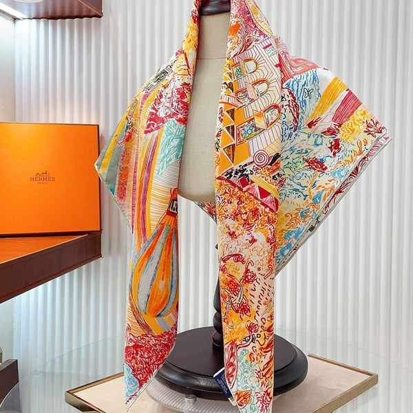 Les Folies Du Faubourg Scarf 90 CM In Colorful Silk Twill 304376