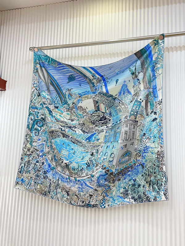 Les Folies Du Faubourg Scarf 90 CM In Colorful Silk Twill 304377