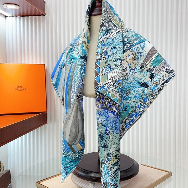 Les Folies Du Faubourg Scarf 90 CM In Colorful Silk Twill 304377