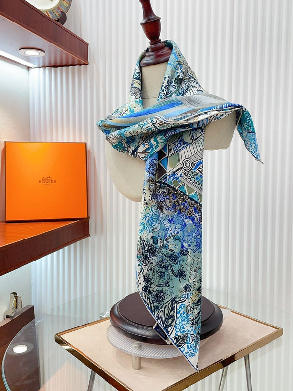 Les Folies Du Faubourg Scarf 90 CM In Colorful Silk Twill 304377