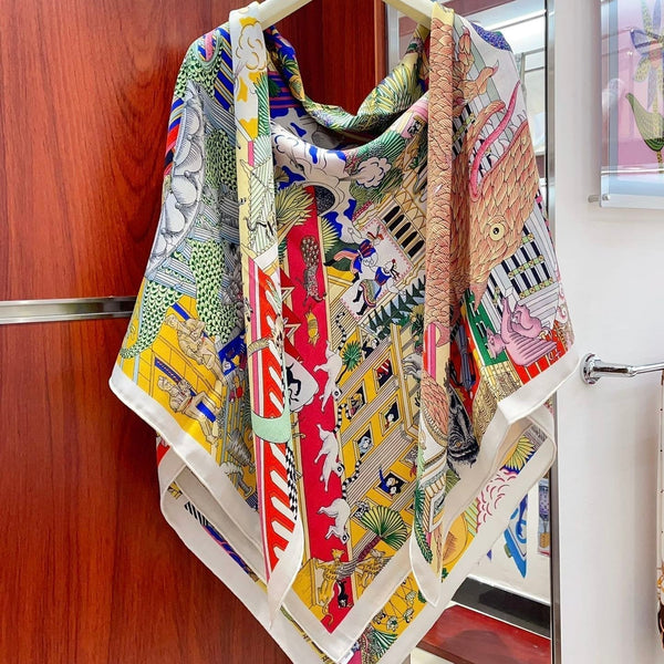 Animapolis Scarf Limited Edition 140 CM In Colorful Cashmere And Silk 306570