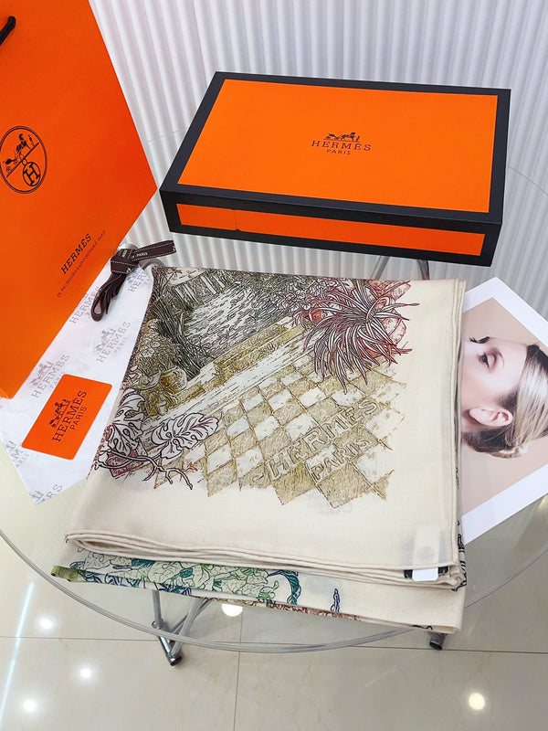 Le Jardin De Leila Au Bloc Shawl 135 CM In Colorful Cashmere And Silk 316261