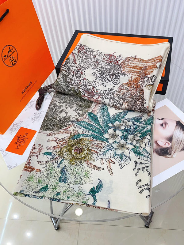 Le Jardin De Leila Au Bloc Shawl 135 CM In Colorful Cashmere And Silk 316261