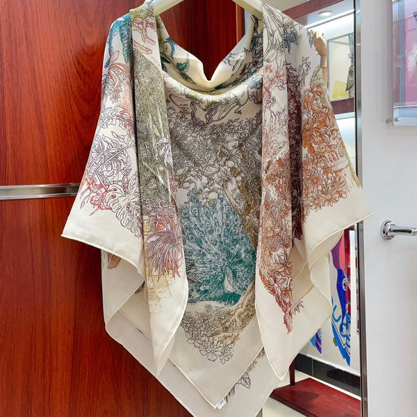 Le Jardin De Leila Au Bloc Shawl 135 CM In Colorful Cashmere And Silk 316261