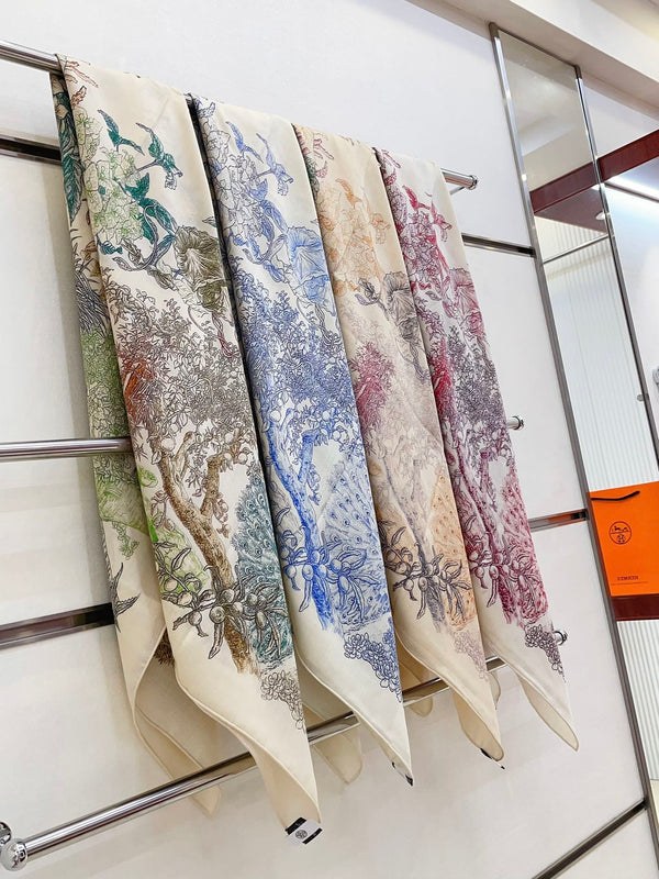 Le Jardin De Leila Au Bloc Shawl 135 CM In Colorful Cashmere And Silk 316261