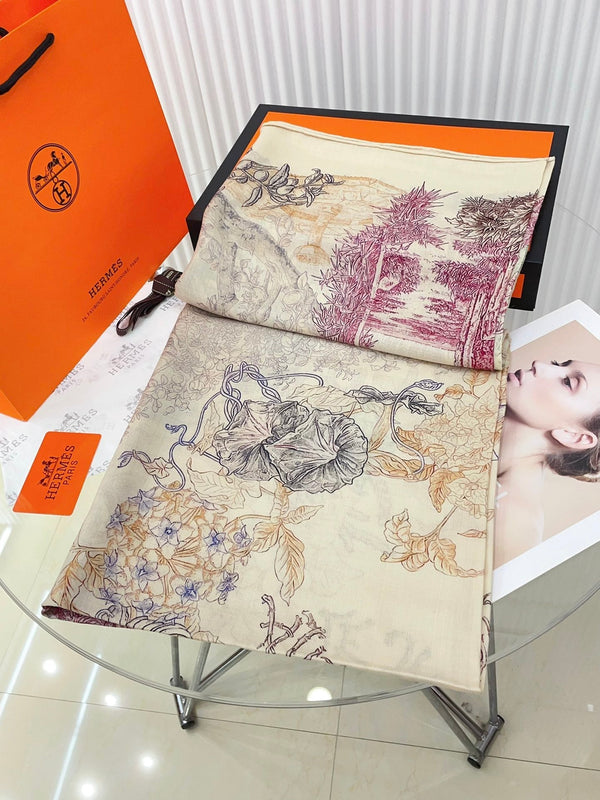 Le Jardin De Leila Au Bloc Shawl 135 CM In Colorful Cashmere And Silk 316263