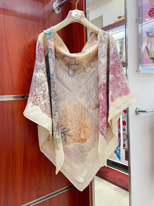 Le Jardin De Leila Au Bloc Shawl 135 CM In Colorful Cashmere And Silk 316263