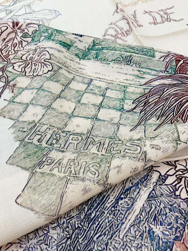 Le Jardin De Leila Au Bloc Shawl 135 CM In Colorful Cashmere And Silk 316263