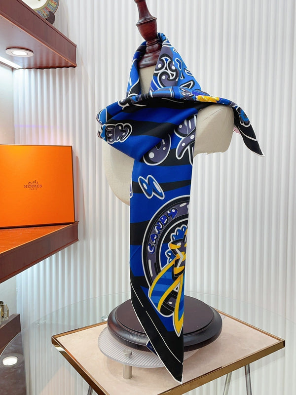 Candy Libris Scarf 90 CM In Dark Blue Colorful Silk Twill 319212