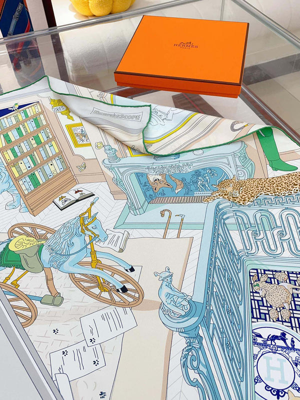 Mystere Au 24 Scarf 90 CM In Light Turquoise Colorful Silk Twill 321934