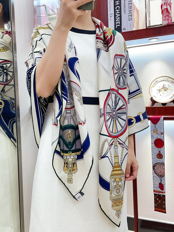 Stately Wheels Scarf 135 CM Colorful Cashmere And Silk 327469