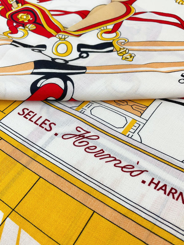 Palonniers Scarf 135 CM In Brown Colorful Cashmere And Silk 327474