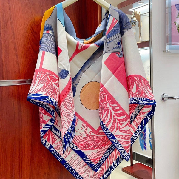 Cavalier en Formes shawl 140 CM In Pink Colorful Cashmere And Silk 331714