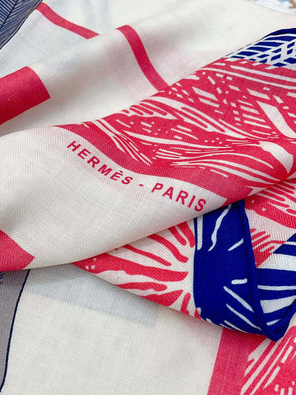 Cavalier en Formes shawl 140 CM In Pink Colorful Cashmere And Silk 331714