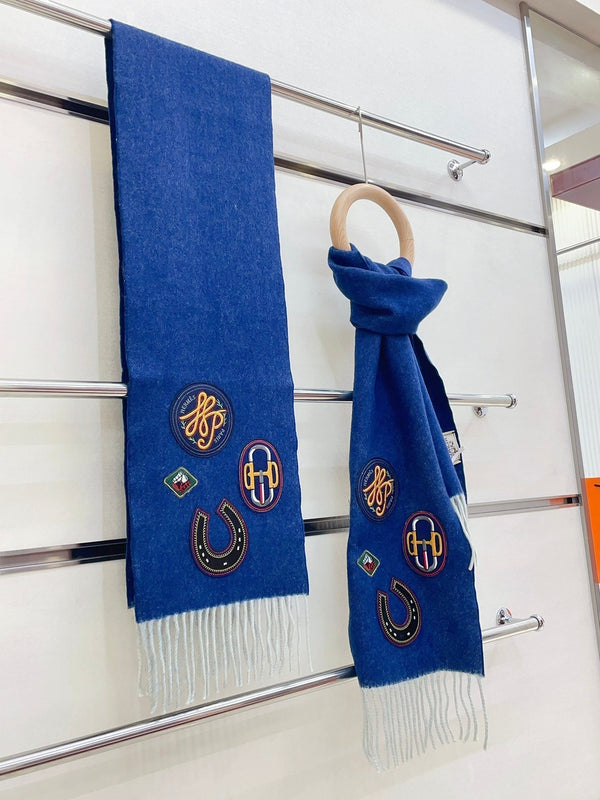 Scarf 160 CM In Blue Cashmere 334195