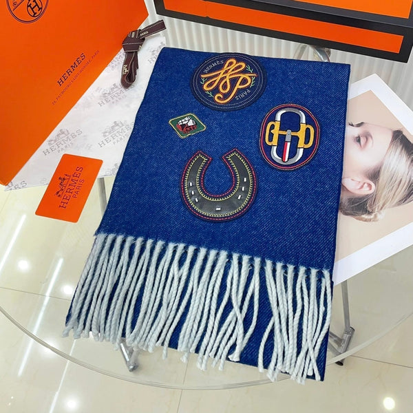 Scarf 160 CM In Blue Cashmere 334195
