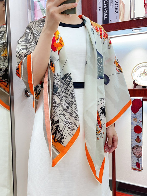 Parade Scarf 140 CM In Colorful Cashmere And Silk  340181