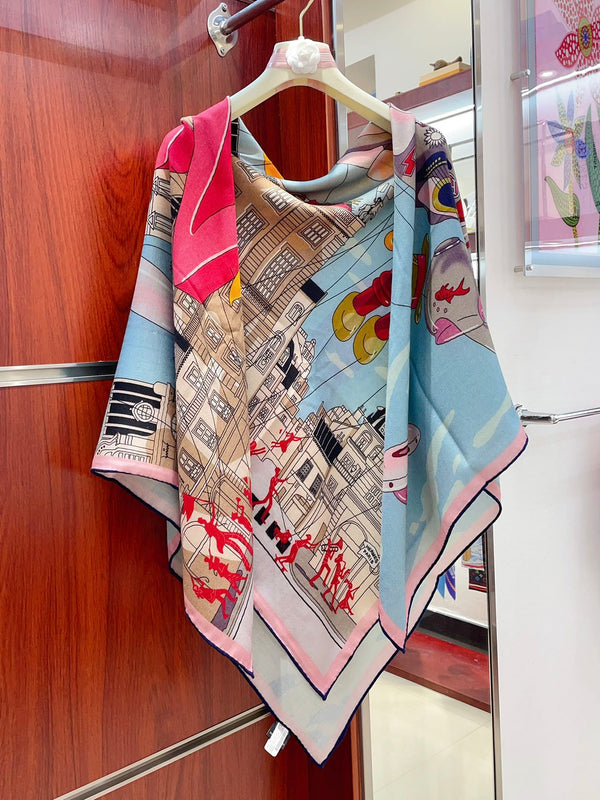 Parade Scarf 140 CM In Colorful Cashmere And Silk 340183