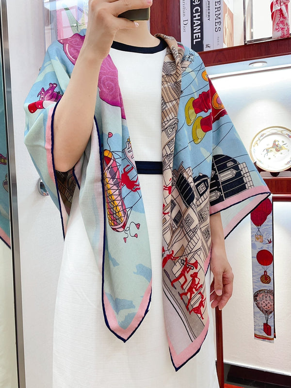 Parade Scarf 140 CM In Colorful Cashmere And Silk 340183