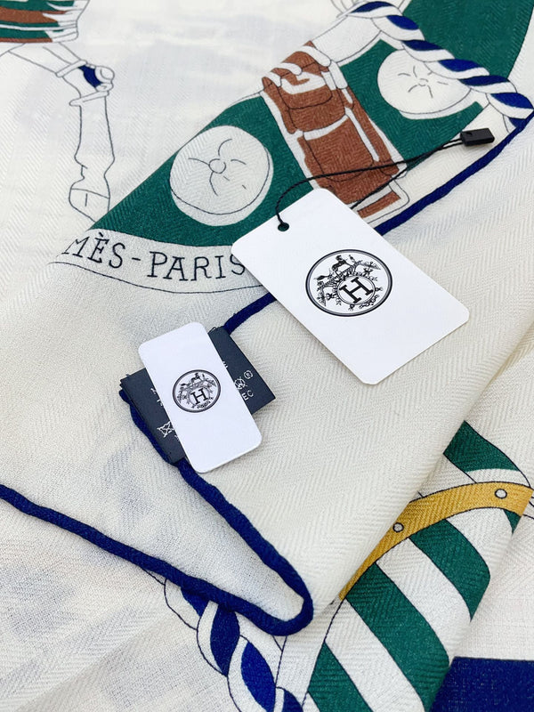 Ronds De Marche Scarf 135 CM Colorful Cashmere And Silk 341401