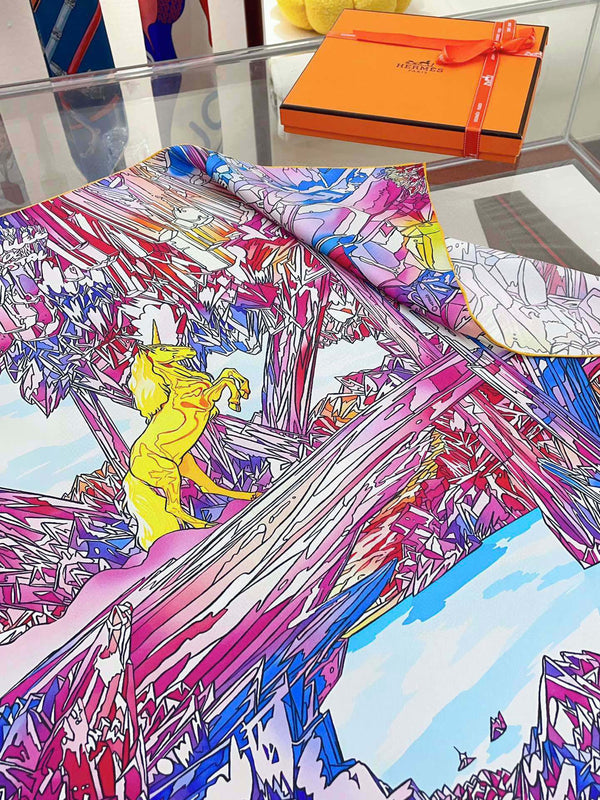 La Vallee De Cristal Scarf 90 CM Colorful Silk Twill 347389