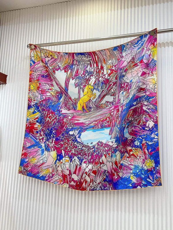 La Vallee De Cristal Scarf 90 CM Colorful Silk Twill 347389