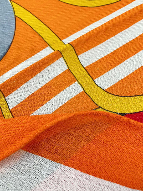 Cheval a la Couverture Scarf 140 CM In Black Colorful Cashmere And Silk 344367