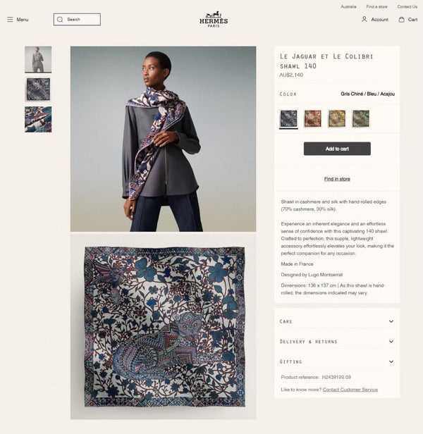 Le Jaguar Et Le Colibri Shawl 135 CM Blue Colorful Cashmere And Silk 357902